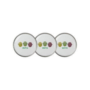 Cute happy olives singing cartoon golf ball marker