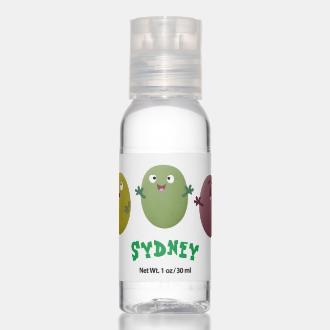Cute happy olives singing cartoon hand sanitizer (Front)