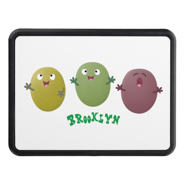 Cute happy olives singing cartoon hitch cover (Front)