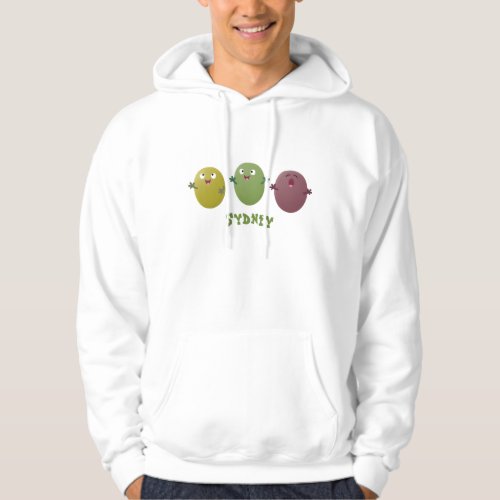 Cute happy olives singing cartoon hoodie