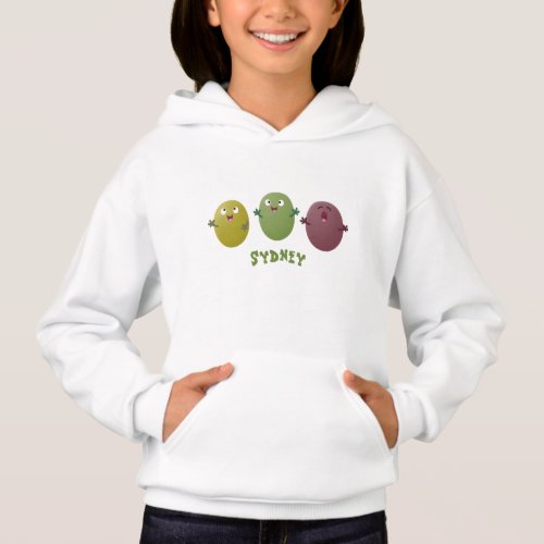 Cute happy olives singing cartoon hoodie