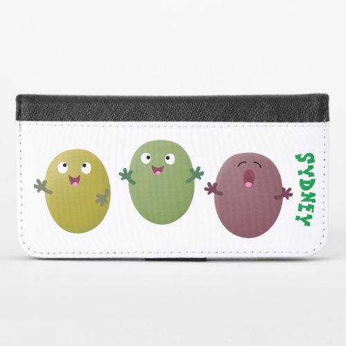 Cute happy olives singing cartoon iPhone x wallet case