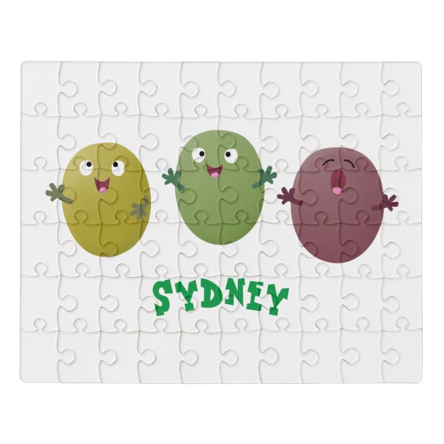 Cute happy olives singing cartoon jigsaw puzzle (Puzzle Horizontal)