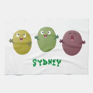 Cute happy olives singing cartoon kitchen towel