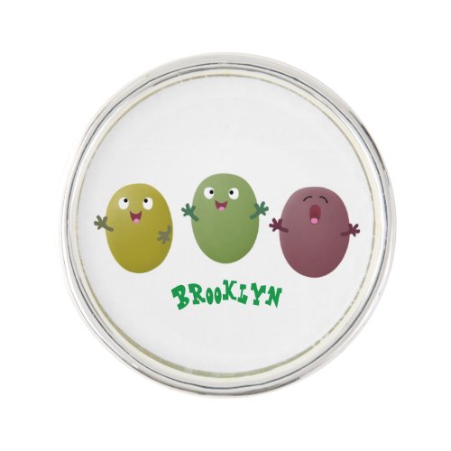 Cute happy olives singing cartoon lapel pin