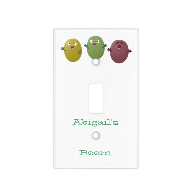 Cute happy olives singing cartoon light switch cover (Front)