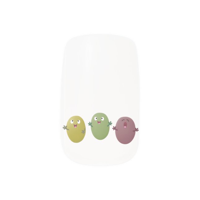 Cute happy olives singing cartoon minx nail art (Left Thumb)