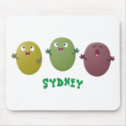 Cute happy olives singing cartoon mouse pad