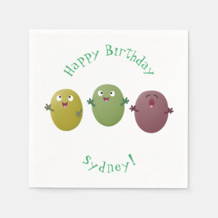 Cute happy olives singing cartoon napkins