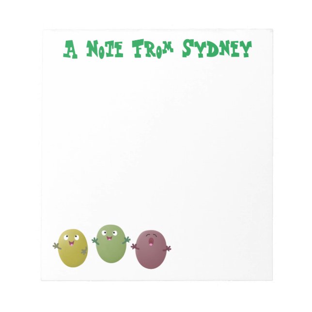 Cute happy olives singing cartoon notepad (Front)