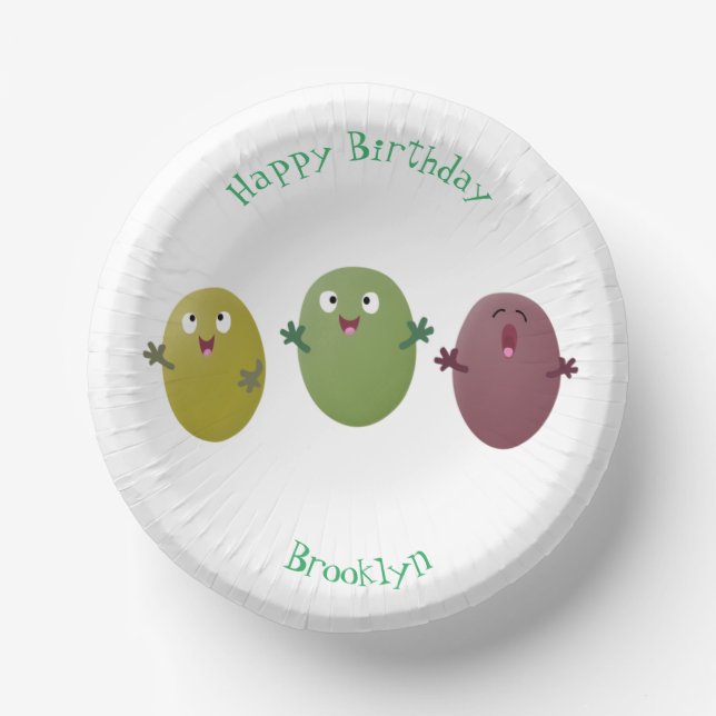Cute happy olives singing cartoon paper bowls (Front)