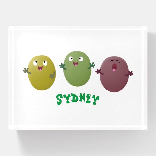 Cute happy olives singing cartoon paperweight