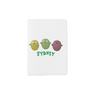 Cute happy olives singing cartoon passport holder