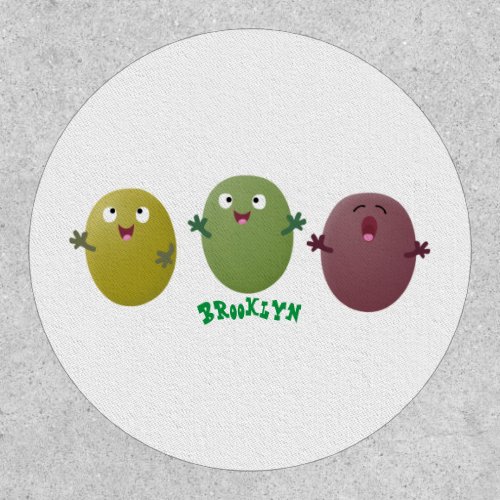 Cute happy olives singing cartoon patch