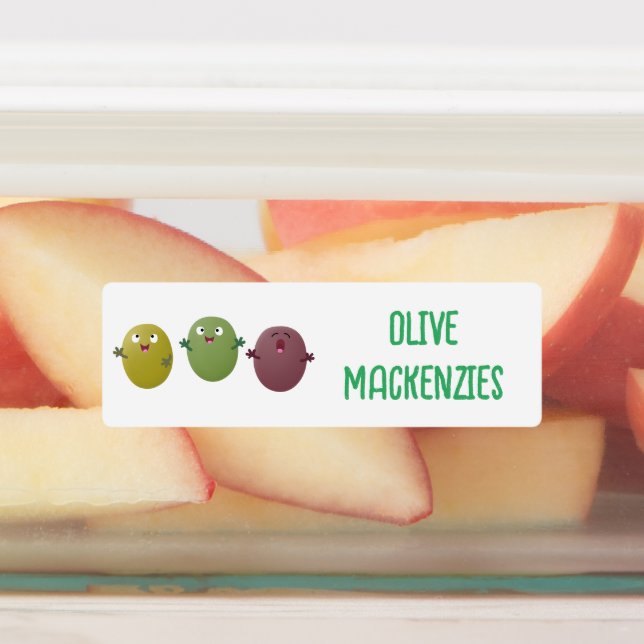 Cute happy olives singing cartoon personalized labels (Affixed)