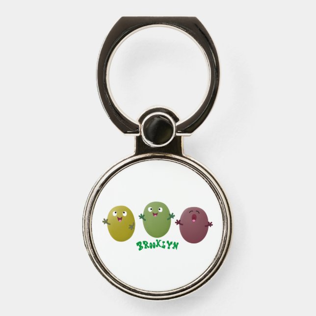 Cute happy olives singing cartoon phone ring stand (Front)