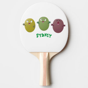 Cute happy olives singing cartoon ping pong paddle