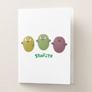 Cute happy olives singing cartoon pocket folder
