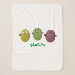 Cute happy olives singing cartoon sherpa blanket