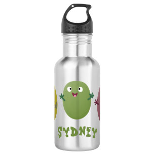 Cute happy olives singing cartoon stainless steel water bottle