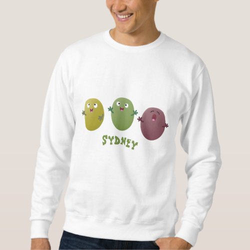 Cute happy olives singing cartoon sweatshirt