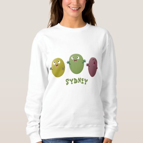 Cute happy olives singing cartoon sweatshirt