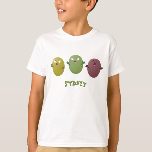 Cute happy olives singing cartoon T_Shirt