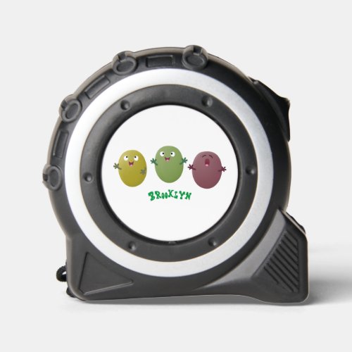 Cute happy olives singing cartoon tape measure