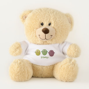 Cute happy olives singing cartoon teddy bear