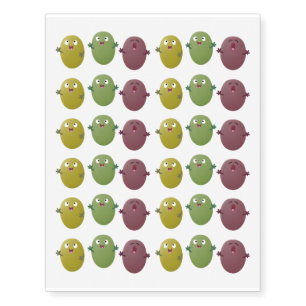 Cute happy olives singing cartoon temporary tattoos