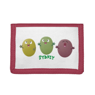 Cute happy olives singing cartoon tri-fold wallet