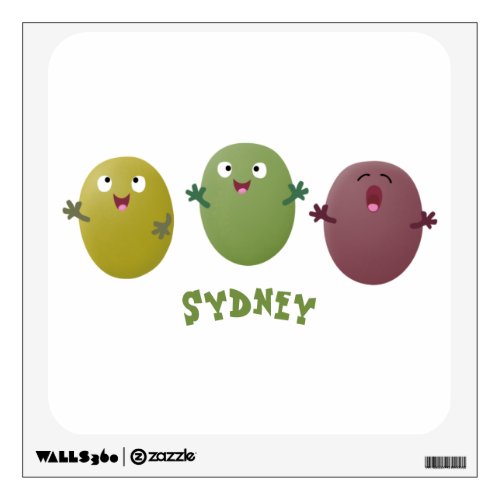 Cute happy olives singing cartoon wall decal