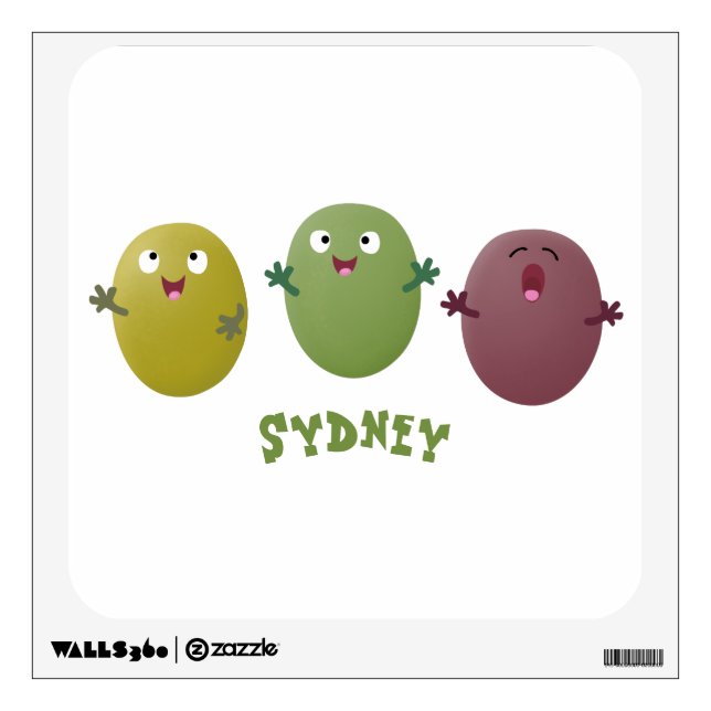 Cute happy olives singing cartoon wall decal (Front)