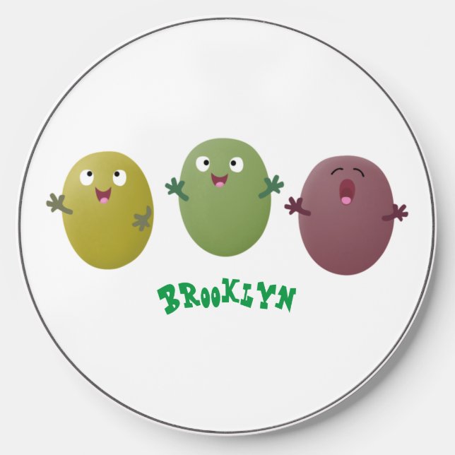 Cute happy olives singing cartoon wireless charger  (Front)