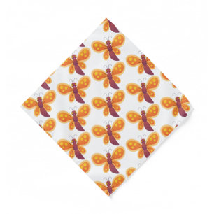 Cute happy orange butterfly cartoon illustration bandana