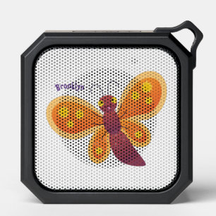 Cute happy orange butterfly cartoon illustration bluetooth speaker