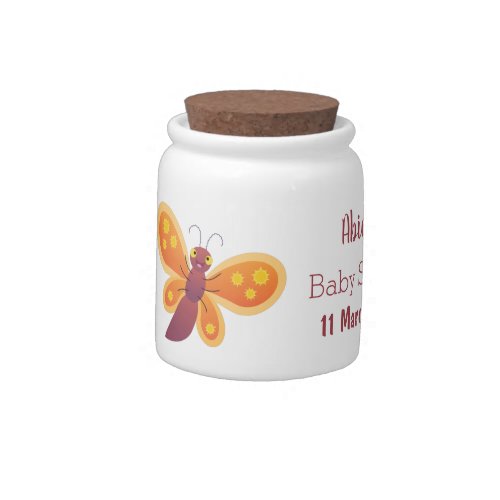 Cute happy orange butterfly cartoon illustration candy jar