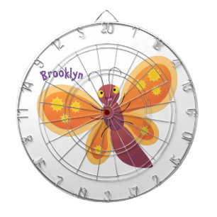 Cute happy orange butterfly cartoon illustration dart board