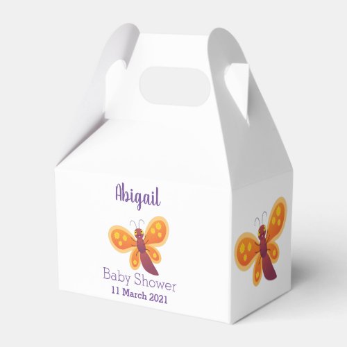 Cute happy orange butterfly cartoon illustration favor boxes