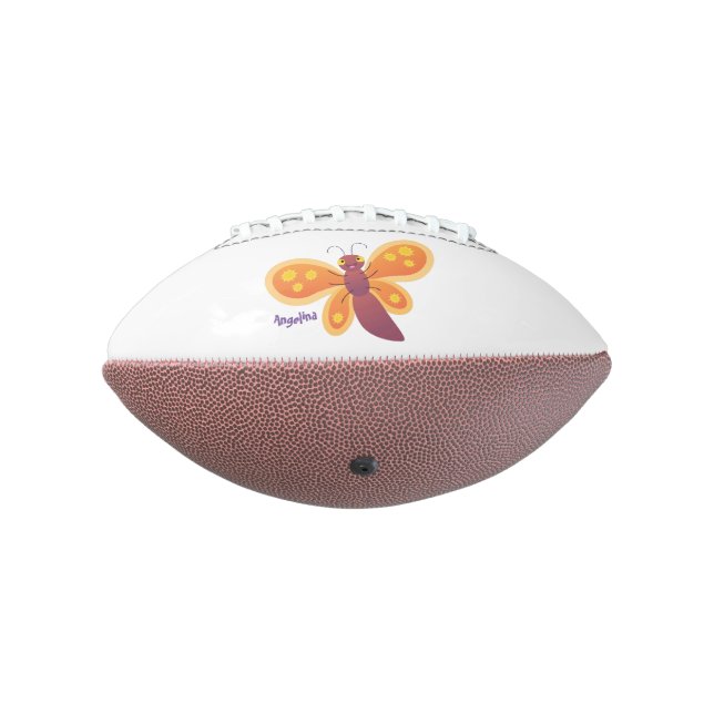 Cute happy orange butterfly cartoon illustration football (Rotated 270)