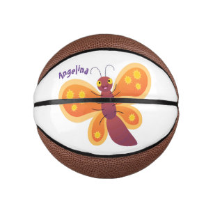 Cute happy orange butterfly cartoon illustration mini basketball