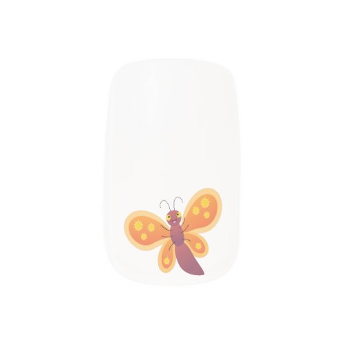 Cute happy orange butterfly cartoon illustration minx nail art