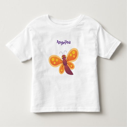 Cute happy orange butterfly cartoon illustration toddler t_shirt
