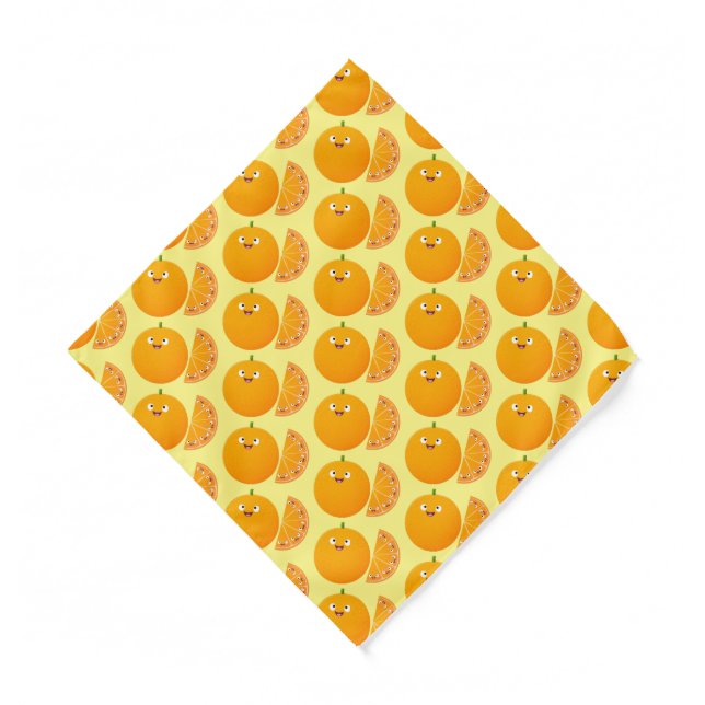 Cute happy orange citrus fruit cartoon bandana (Front)