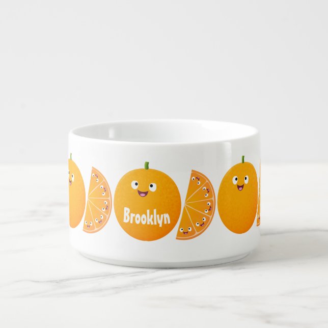 Cute happy orange citrus fruit cartoon bowl (Center)