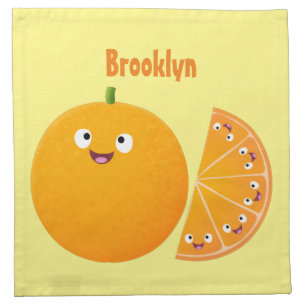 Cute happy orange citrus fruit cartoon cloth napkin