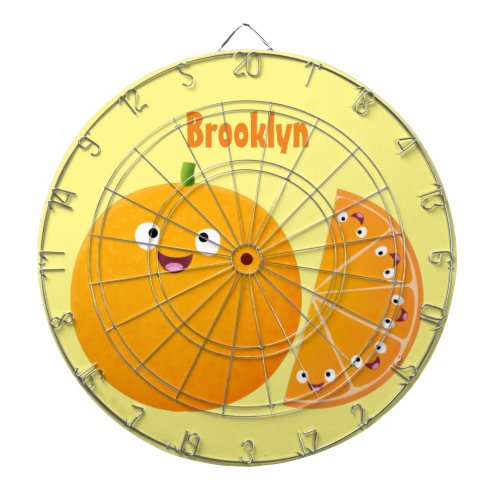 Cute happy orange citrus fruit cartoon dart board