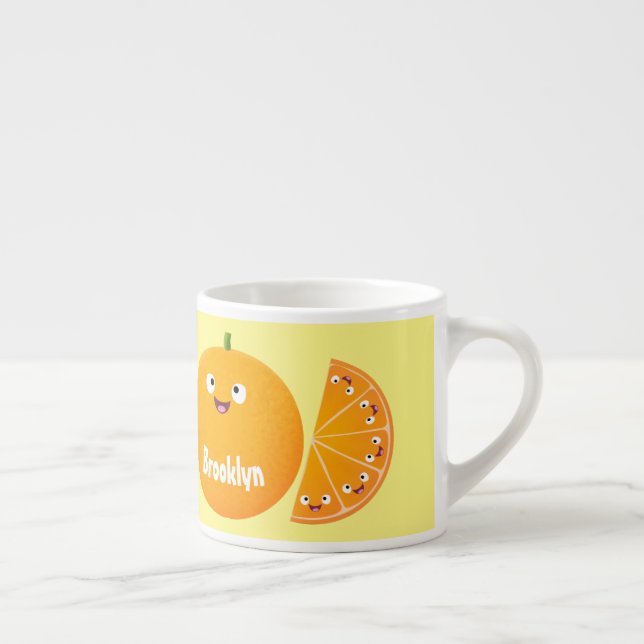 Cute happy orange citrus fruit cartoon espresso cup (Right)