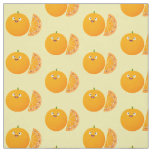Cute happy orange citrus fruit cartoon  fabric