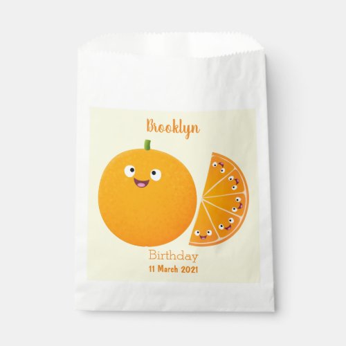 Cute happy orange citrus fruit cartoon favor bag